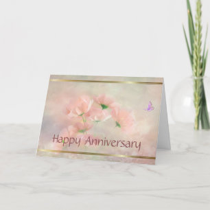 Elegant Rustic Blush Pink Floral Anniversary Card