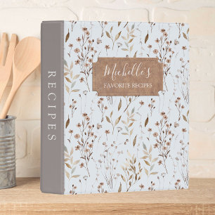 Elegant Rustic Boho Brown Fall Botanical Recipe Mini Binder