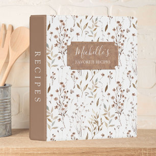 Elegant Rustic Boho Brown Fall Botanical Recipe Mini Binder