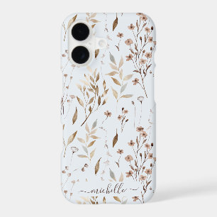 Elegant Rustic Boho Brown Floral Botanical iPhone 17 Case