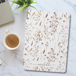 Elegant Rustic Boho Brown Floral Botanical iPad Pro Cover