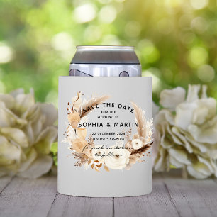 Elegant Rustic Boho Chic Floral Wedding Modern Can Cooler