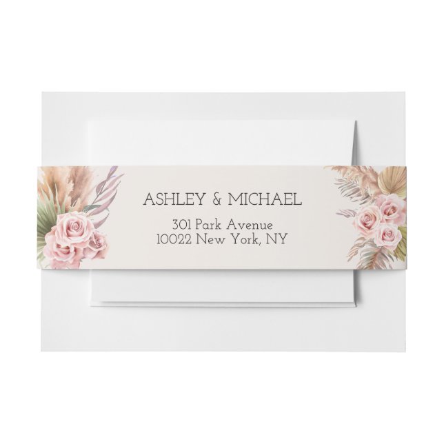 Elegant Rustic Boho Floral Botaniqe Wedding Invitation Belly Band (Front Example)