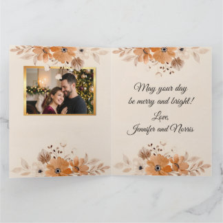 Elegant Rustic Boho Floral Christmas Card