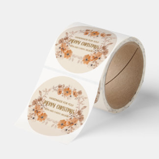 Elegant Rustic Boho Floral Christmas Classic Round Sticker