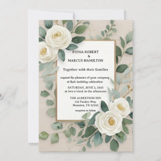 Elegant Rustic Boho Floral Wedding Invitation