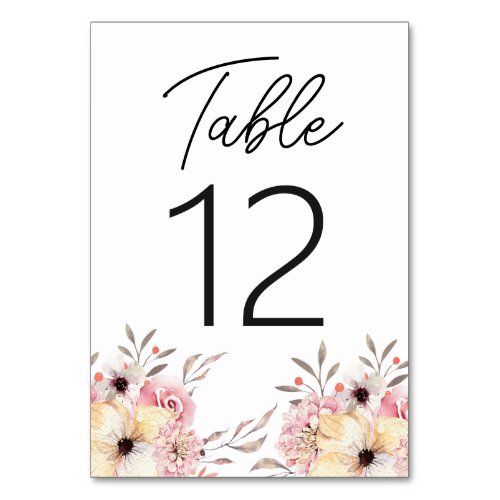 Elegant Rustic Boho Floral Wedding  Table Number