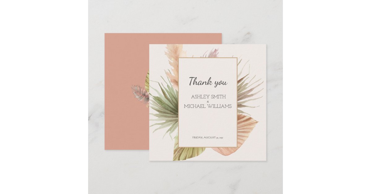 Elegant Rustic Boho Floral Wedding Thank You Card | Zazzle