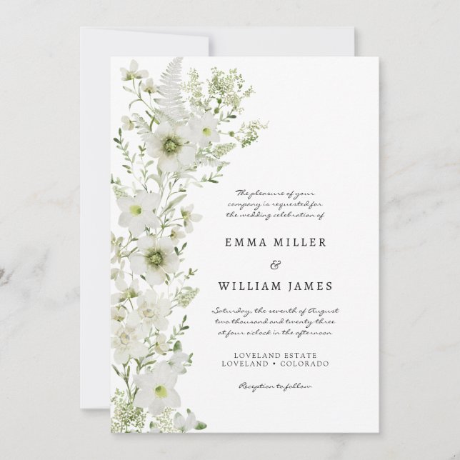 Elegant Rustic Boho Greenery Wedding Invitation (Front)