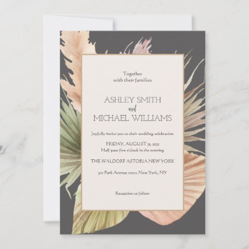 Elegant Rustic Boho Tropical Framed Wedding Invitation