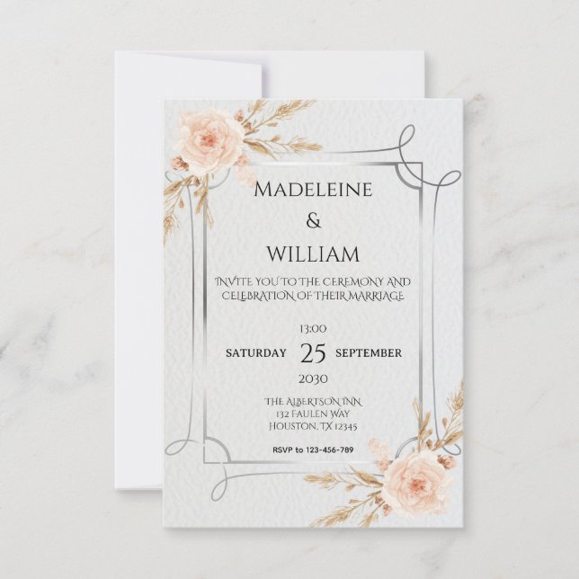 Elegant Rustic Boho Wildflowers Wedding RSVP Card (Front)