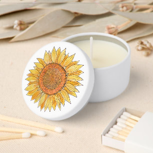 Elegant Rustic Boho Yellow Watercolor Sunflower Mini Candle Favors