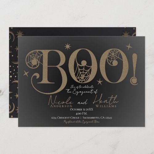 Elegant Rustic BOO Magical Halloween Engagement Invitation