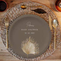 Elegant Rustic Botanical Boho Baby Shower Paper Plates