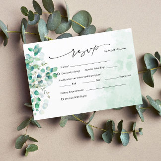 Elegant Rustic Botanical Eucalyptus Leaves RSVP Card