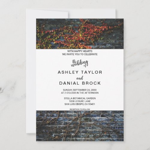 Elegant Rustic Botanical Fall Floral Wedding Invitation