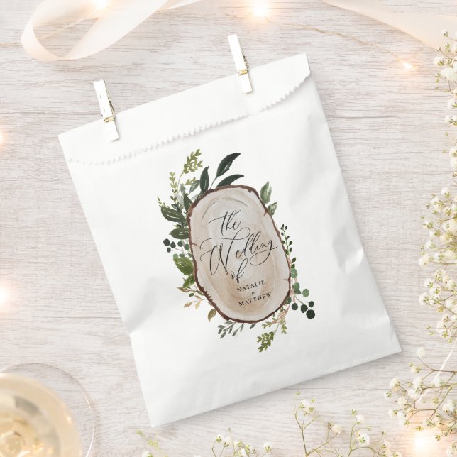 Elegant Rustic Botanical Greenery wedding party Favor Bag (Clipped)