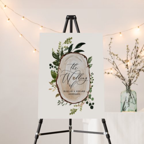 Elegant Rustic Botanical Greenery wedding welcome Foam Board