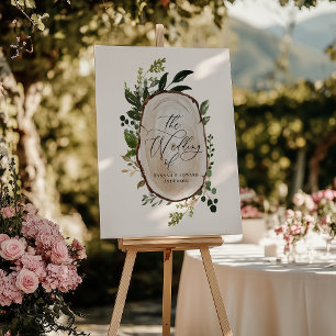 Elegant Rustic Botanical Greenery wedding welcome Foam Board