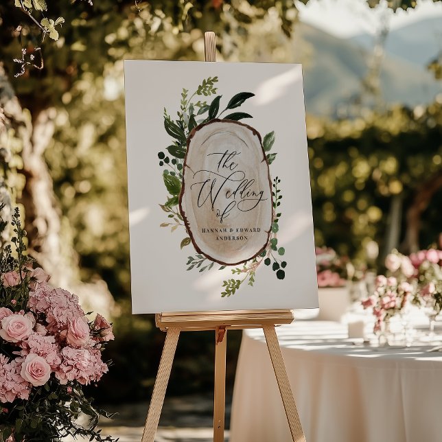 Elegant Rustic Botanical Greenery wedding welcome Foam Board (Creator Uploaded)