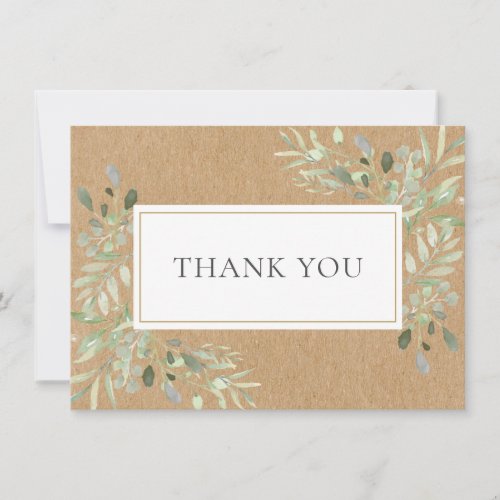 Elegant Rustic Botanical Leaves Greenery Thank You