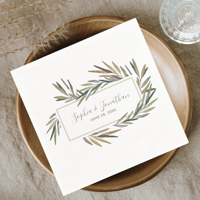 Elegant Rustic Botanical Watercolor Herb Wedding Napkins (Creator Uploaded)