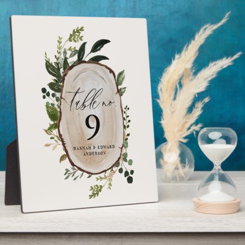 Elegant Rustic Botanical wedding table number  Ped Plaque