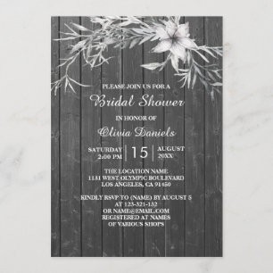 Elegant rustic Bridal Shower. Gray wood barn Invitation