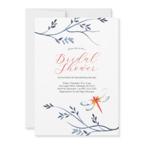 Elegant Rustic Bridal Shower Invitations Dragonfly