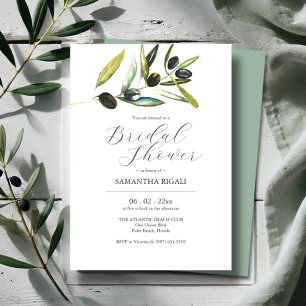 Elegant Rustic Bridal Shower Invitations Olive