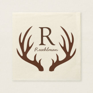 Elegant Rustic Brown Deer Antlers Napkins