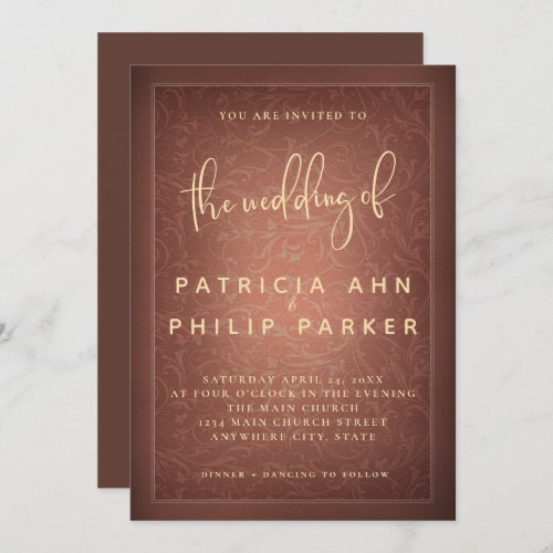 Elegant Rustic Brown Floral Frame Wedding Invitati Invitation