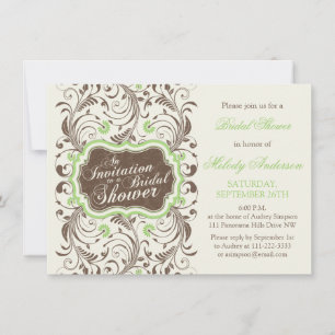 Elegant Rustic Brown Green Floral Bridal Shower Invitation