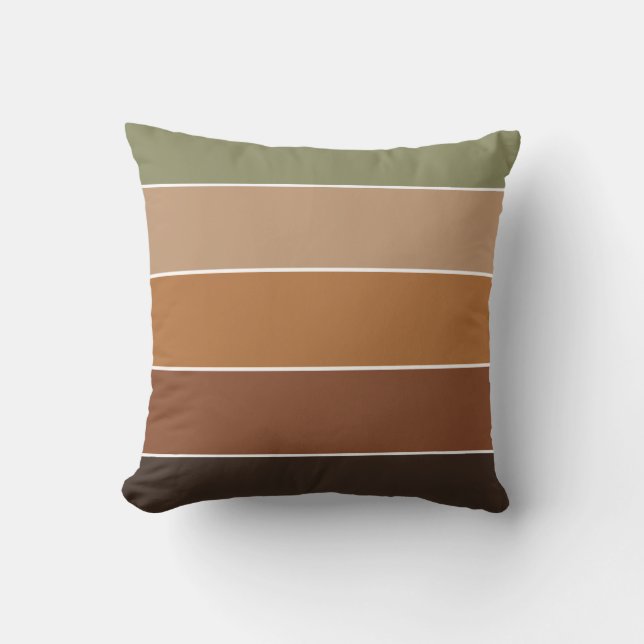 Elegant Rustic Brown Striped Pattern Warm Fall Throw Pillow (Front)