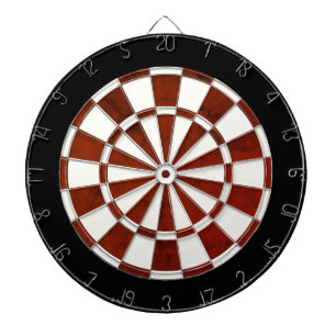 Elegant Rustic Brown, White and Black Border Dart Board