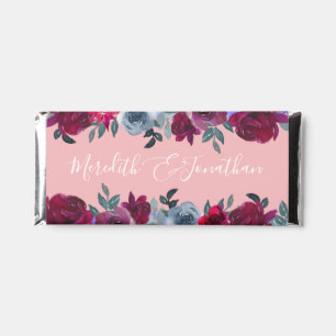 Elegant Rustic Burgundy Blush Pink Floral Wedding Hershey Bar Favors