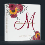 Elegant Rustic Burgundy Monogram Wedding Album 3 Ring Binder<br><div class="desc">Rustic Sunflower Burgundy Script Monogram Wedding Memories Photo Album</div>