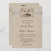 Elegant Rustic Burlap and Lace Wedding Invitation (Front/Back)