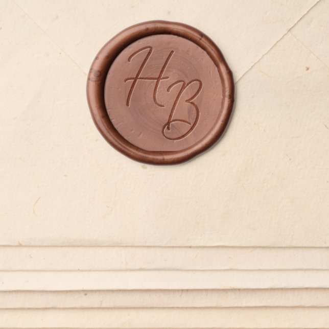 Elegant Rustic Calligraphy Custom Monogram Wedding Wax Seal Sticker (Front)