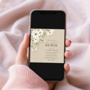 Elegant Rustic CalliWatercolor Daisy Bridal Shower Invitation