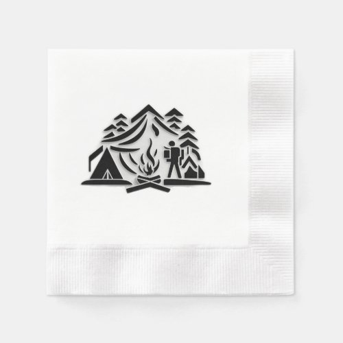 Elegant  Rustic Camping Logo Icon Campsite Napkins