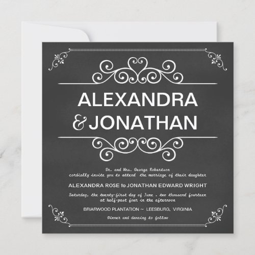 Elegant Rustic Chalkboard Wedding Invitations