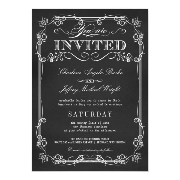 Elegant Rustic Chalkboard Wedding Invitations