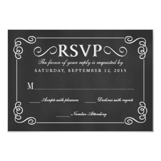 Elegant Rustic Chalkboard Wedding RSVP Card