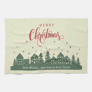 Elegant Rustic Chic Christmas Houses Real Estate Kitchen Towel