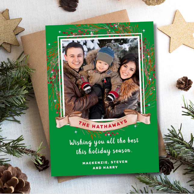 Elegant Rustic Christmas Family Photo Holiday Card Zazzle — free download