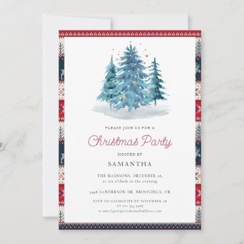 Elegant Rustic Christmas Holiday Party Invitation