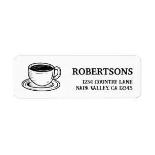 Elegant Rustic Coffee Cup Lovers Return Address Label