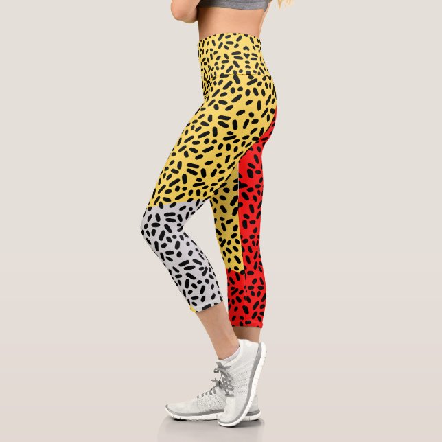 Elegant Rustic Colorful Dots  Capri Leggings (Left)