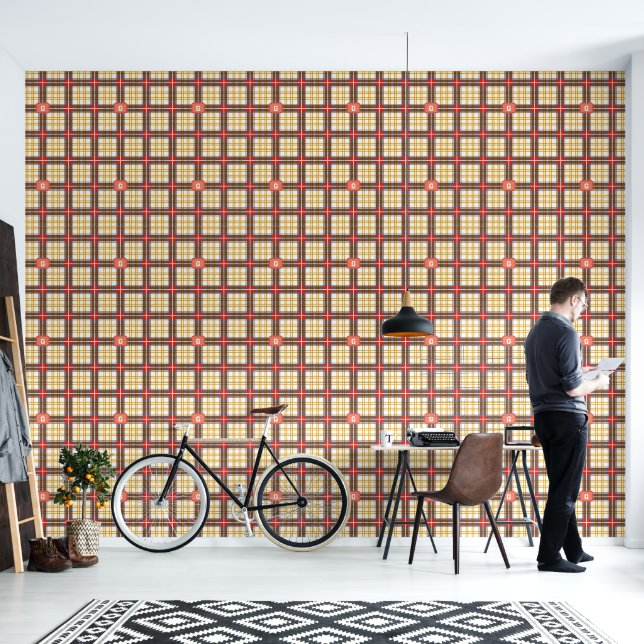 Elegant Rustic Colorful  Plaid  Wallpaper (Living Room)